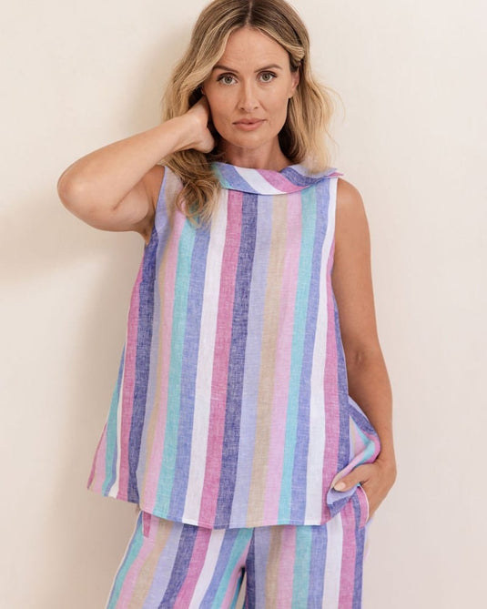 See Saw Womens Linen Cowl Neck Top