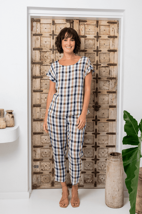 See Saw Womens Linen 7/8 Flat Front Pant