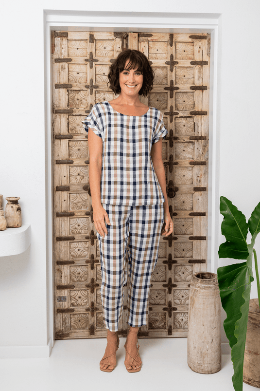 See Saw Womens Linen 7/8 Flat Front Pant