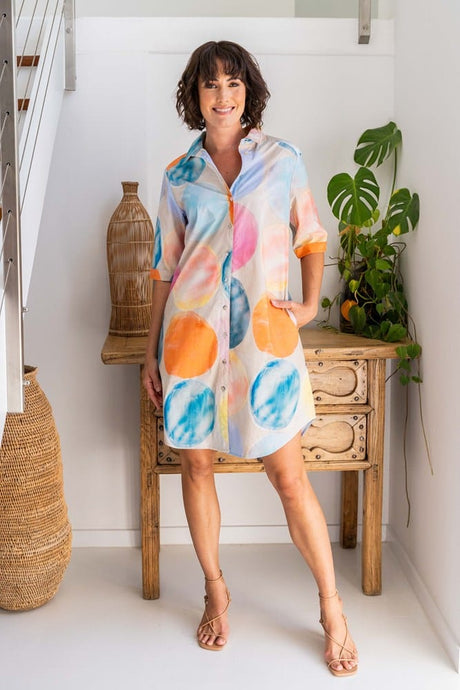 See Saw Womens Cotton Shirtmaker - Pastel Spot
