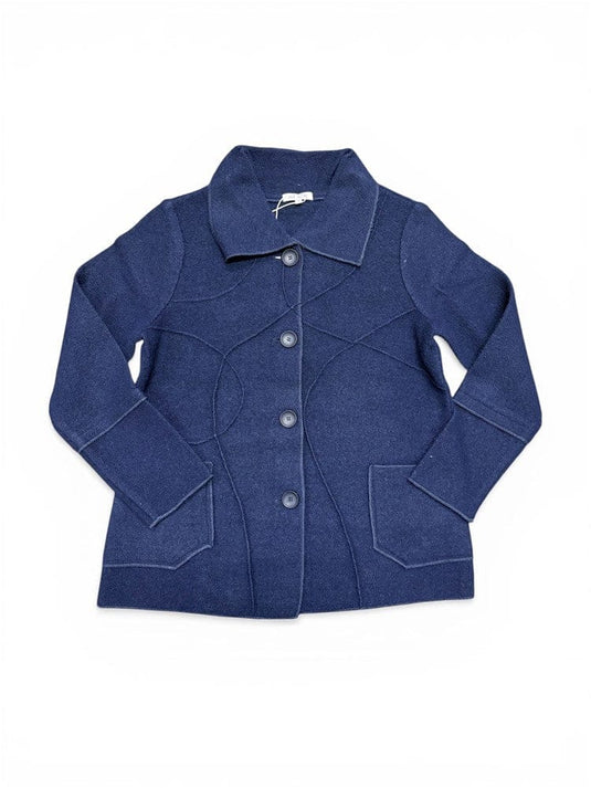 See Saw Womens 100% Boiled Wool Raw Edge Detail Jacket - Navy