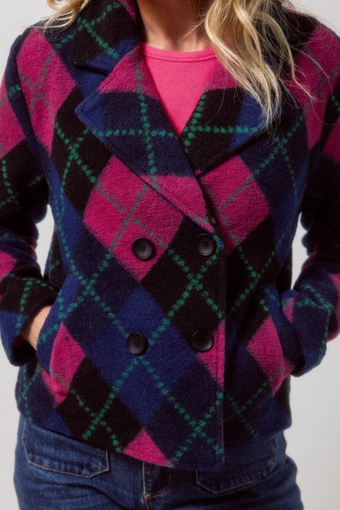 Load image into Gallery viewer, See Saw Womens 50% Boiled Wool 50% Poly/Acrylic Plaid Jacket

