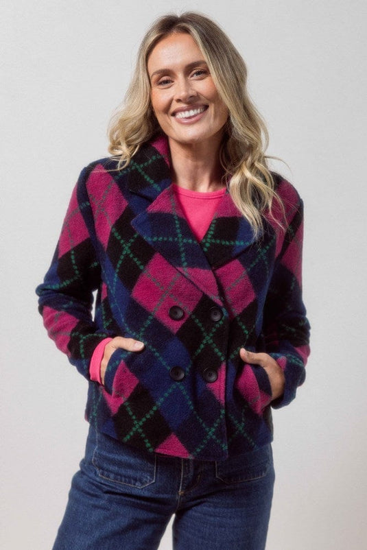 See Saw Womens 50% Boiled Wool 50% Poly/Acrylic Plaid Jacket