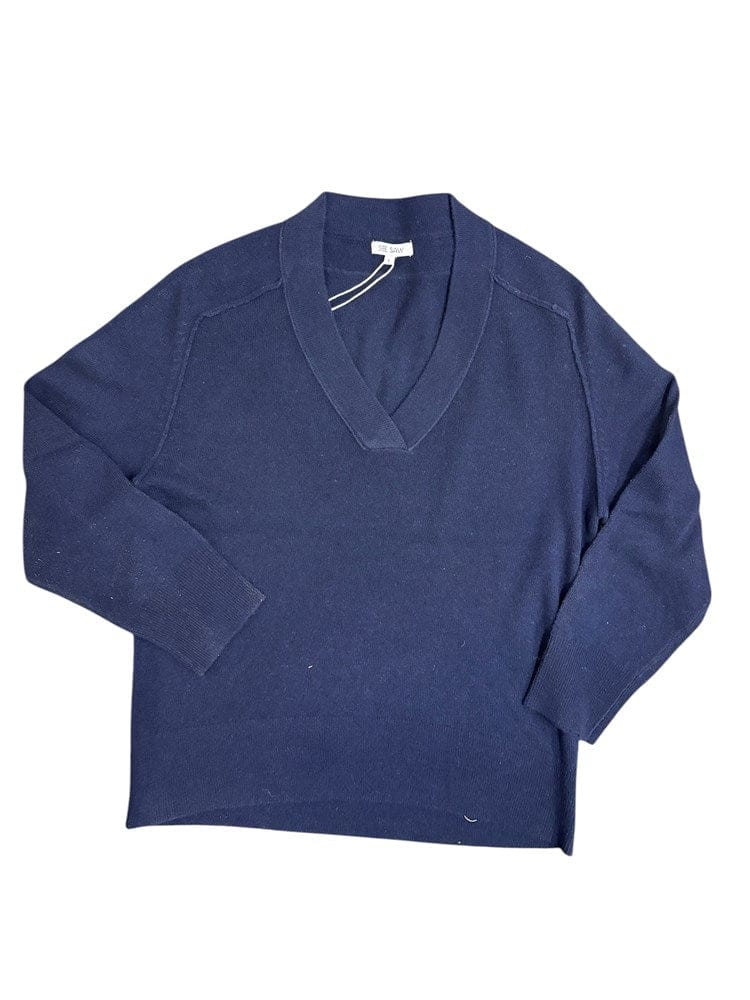 Load image into Gallery viewer, See Saw Womens 100% Merino Wool (Cashfeel) V Neck Sweater - Navy
