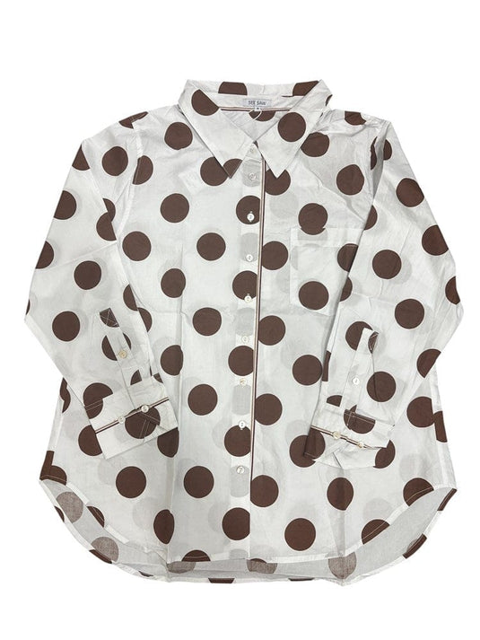 See Saw Womens 100% Cotton Spot Long Sleeve Classic Shirt
