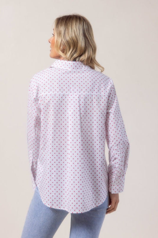 See Saw Womens Spot Collared Shirt - Red/White