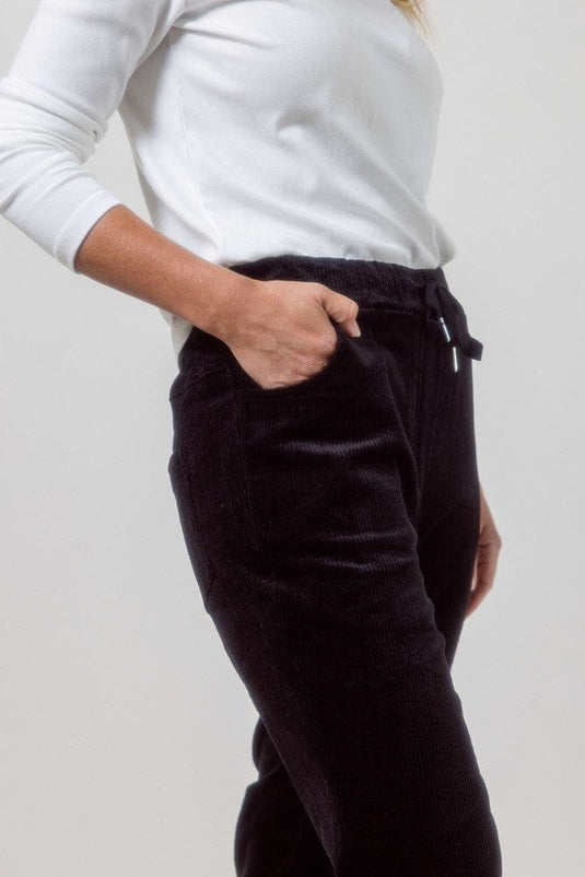 See Saw Womens Cord Elastane Jogger - Black