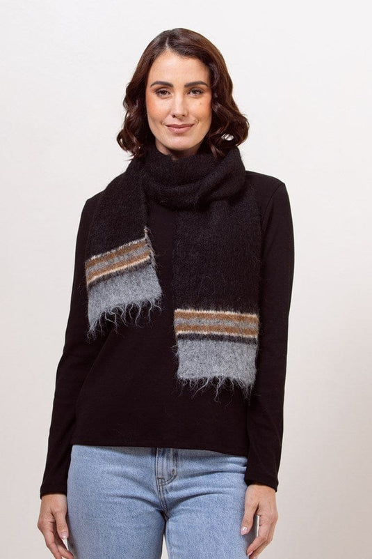 See Saw Womens 100% Acrylic Rib Knit Scarf - Black