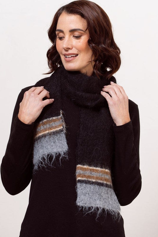 See Saw Womens 100% Acrylic Rib Knit Scarf - Black