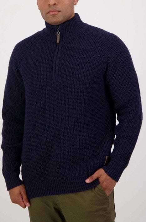 Load image into Gallery viewer, Swanndri Mens Chalky Island Waffle Jumper - Navy
