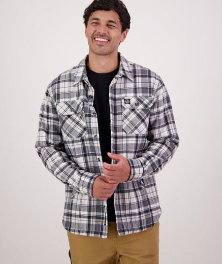 Load image into Gallery viewer, Swanndri Mens Men's Morven Sherpa Long Sleeve Shirt - Dark Shadow/Grey Check

