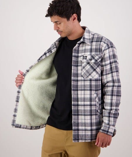 Load image into Gallery viewer, Swanndri Mens Men's Morven Sherpa Long Sleeve Shirt - Dark Shadow/Grey Check
