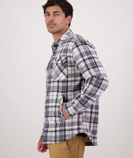 Load image into Gallery viewer, Swanndri Mens Men's Morven Sherpa Long Sleeve Shirt - Dark Shadow/Grey Check
