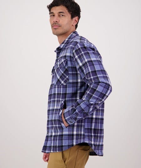 Load image into Gallery viewer, Swanndri Mens Men's Morven Sherpa Long Sleeve Shirt - Bluebird/Navy Check
