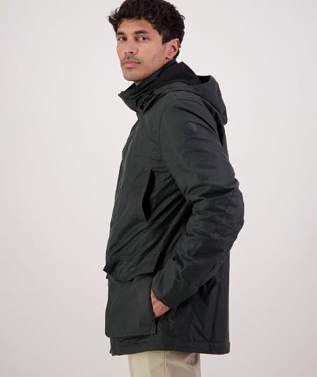 Load image into Gallery viewer, Swanndri Mens Evans Flat V2 Oilskin Jacket
