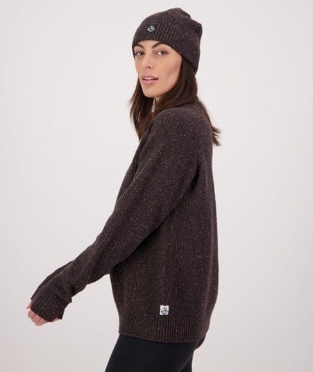 Swanndri Womens Lyttelton Waffle Crew - Espresso Marle