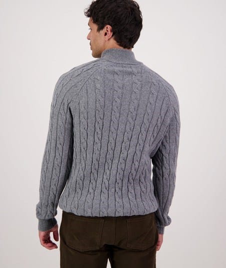 Load image into Gallery viewer, Swanndri Mens Doncaster V2 Zip Cable Knit - Grey Marle
