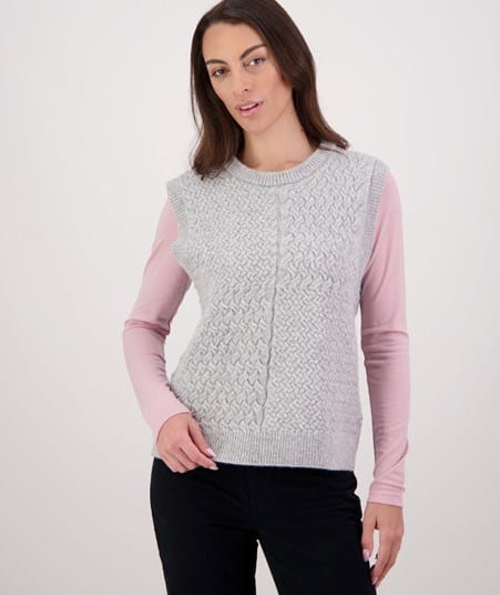 Swanndri Womens Amberley Knit Vest - Mid Grey Marle