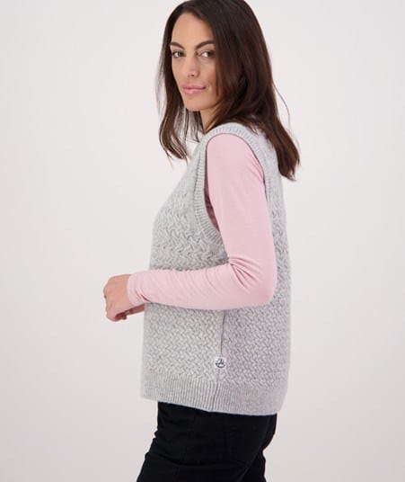 Swanndri Womens Amberley Knit Vest - Mid Grey Marle