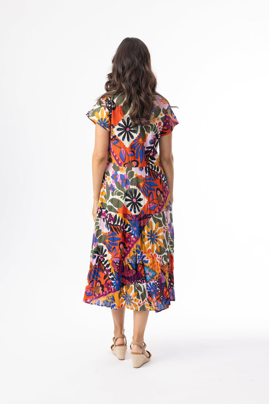 Orientique Womens Salvador Dress Round Neckline Pockets