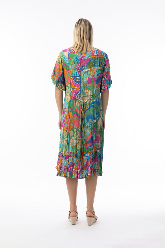 Orientique Womens Santa Cruz Dress Godet New Sleeve