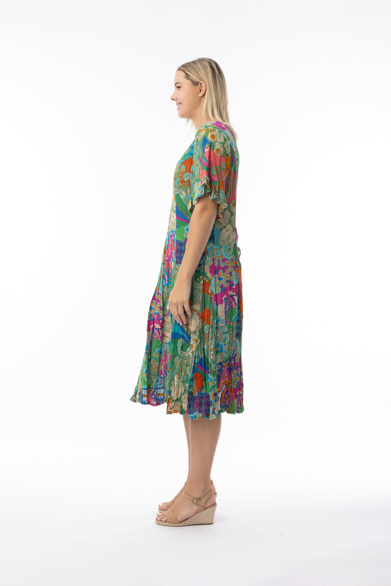 Load image into Gallery viewer, Orientique Womens Santa Cruz Dress Godet New Sleeve
