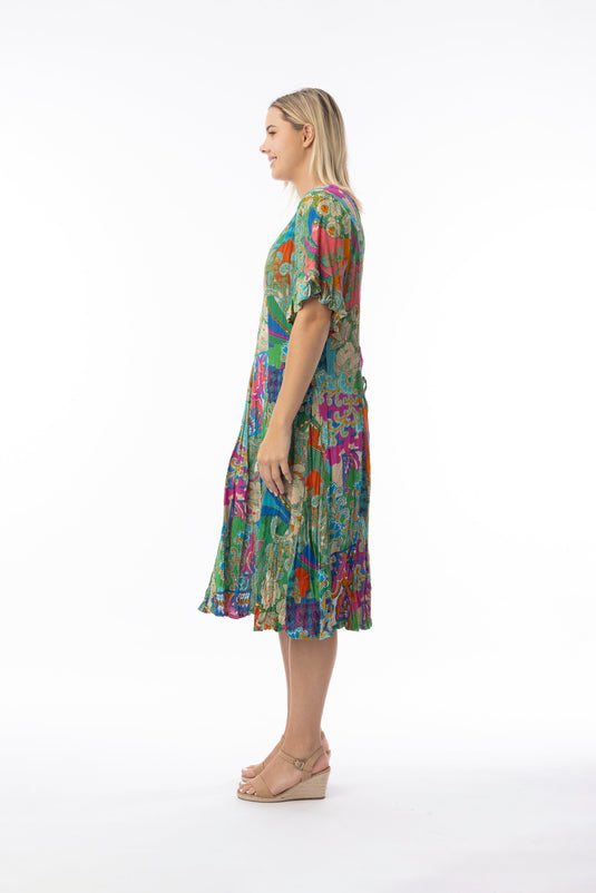 Orientique Womens Santa Cruz Dress Godet New Sleeve