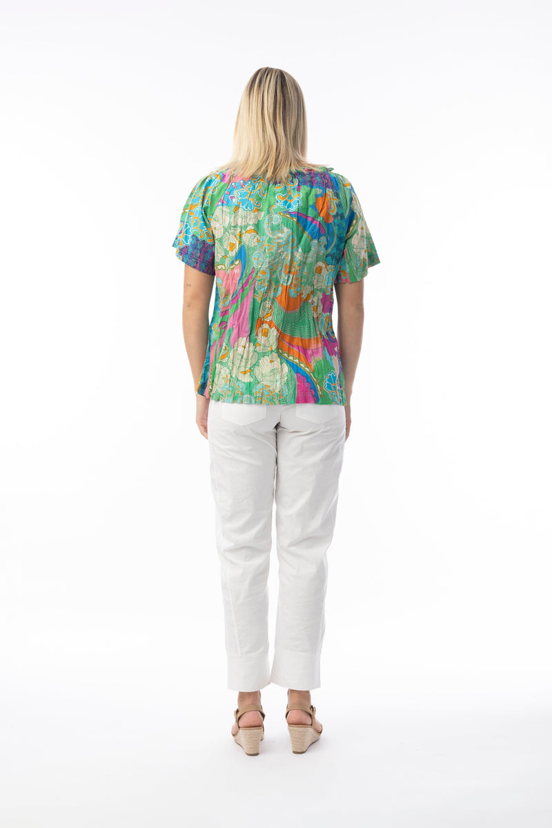 Load image into Gallery viewer, Orientique Womens Santa Cruz Top Tie Short Sleeve
