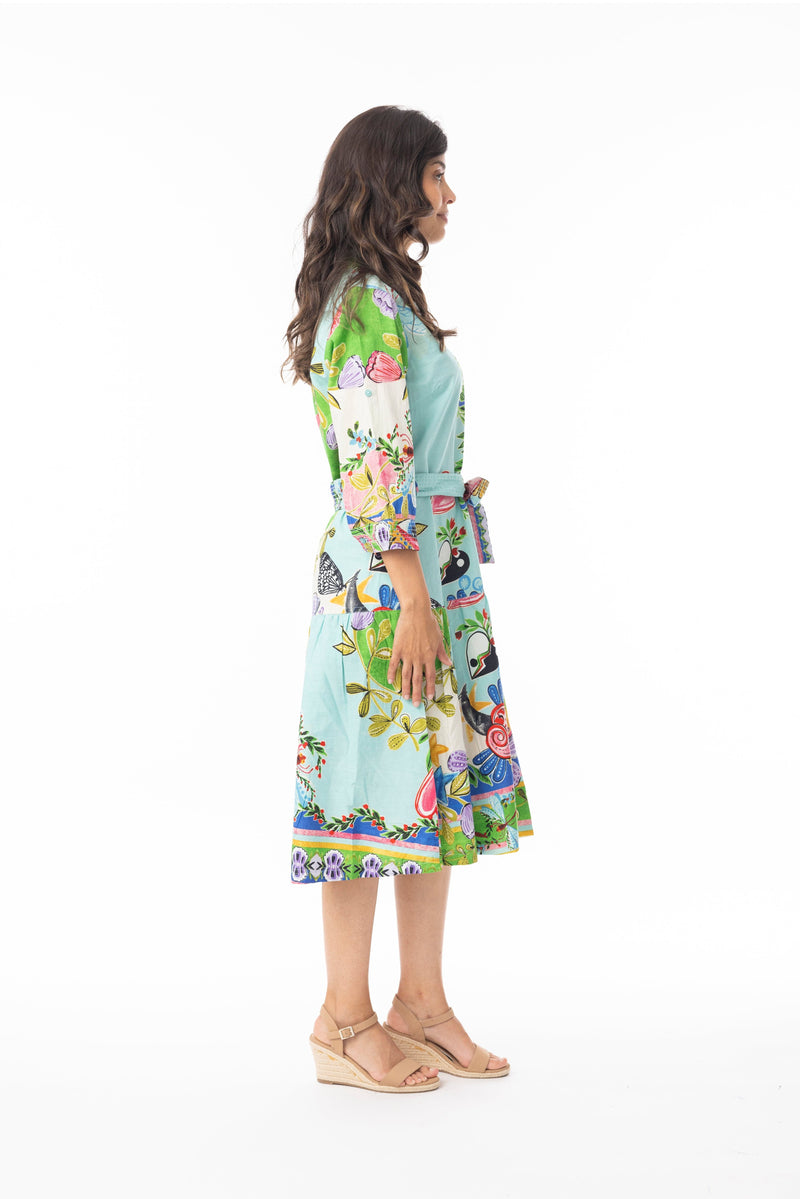 Load image into Gallery viewer, Orientique Womens Sante Fe Dress Collar Tie Waist
