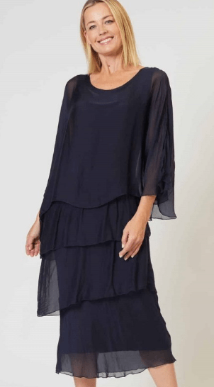 La Strada Womens Benito Silk Layer Dress