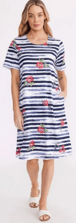 Load image into Gallery viewer, Yarra Trail Womens Posy Stripe Print Dress
