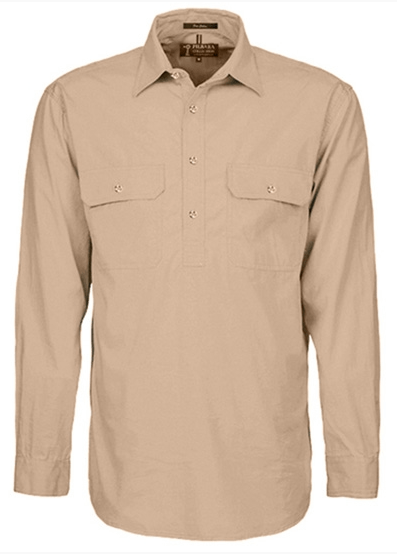 Pilbara Mens Clay Closed Front L/S Shirt