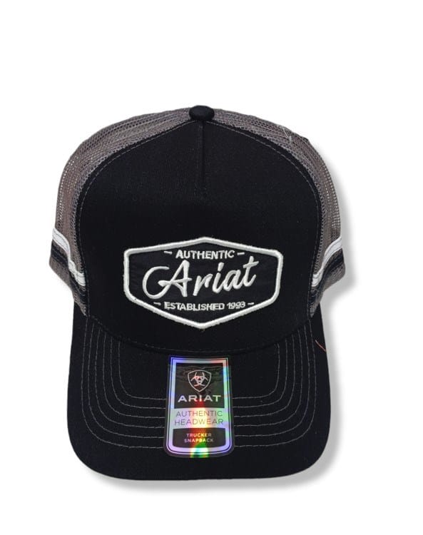Load image into Gallery viewer, Ariat East Patch Trucker Cap - Black/Grey
