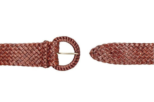 Badgery Belts Womens Waratah Jean Belt - Kangaroo Plaited Ladies Leather Buckle (43mm Wide)