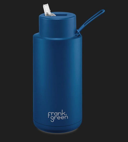 Frank Green 34oz Ceramic Reusable Bottle with Straw Lid - Deep Ocean