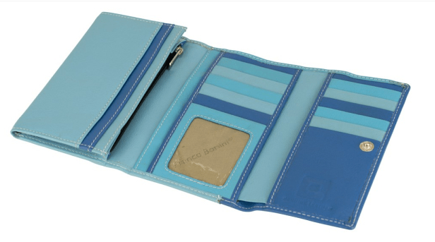 Load image into Gallery viewer, Franco Bonini Womens Flap Over Ladies Wallet with zip Around coin Purse
