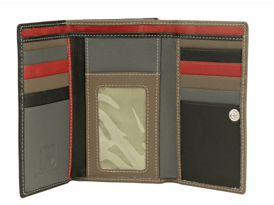 Franco Bonini Womens Flap Over Ladies Wallet with zip Around coin Purse