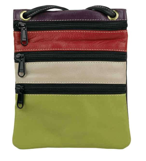 Franco Bonini Womens 3 Front Zip Sling Crossbody Bag