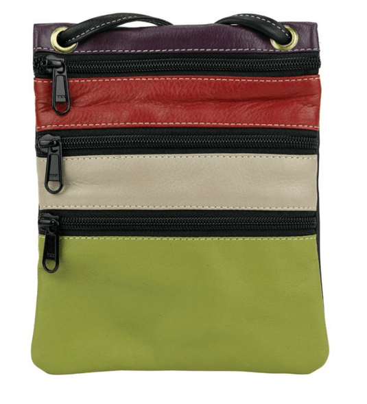 Franco Bonini Womens 3 Front Zip Sling Crossbody Bag