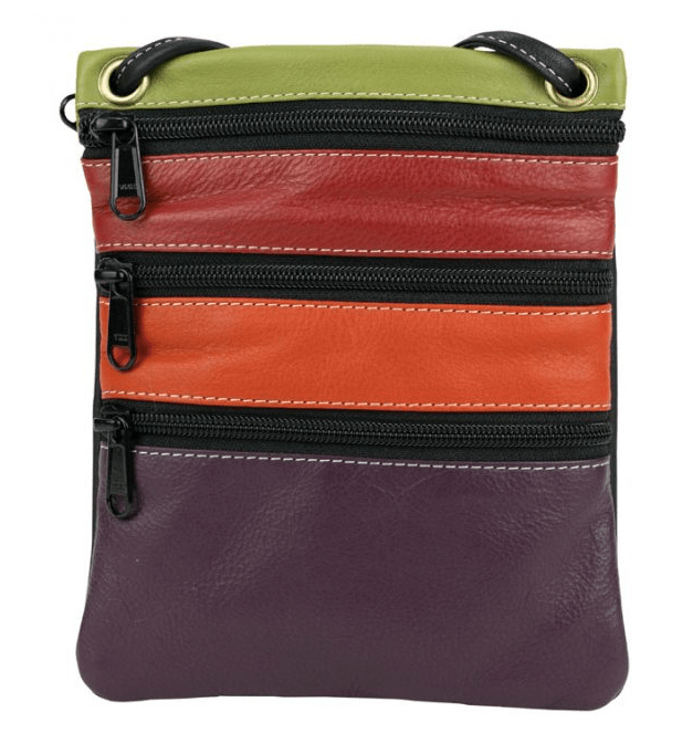 Load image into Gallery viewer, Franco Bonini Womens 3 Front Zip Sling Crossbody Bag
