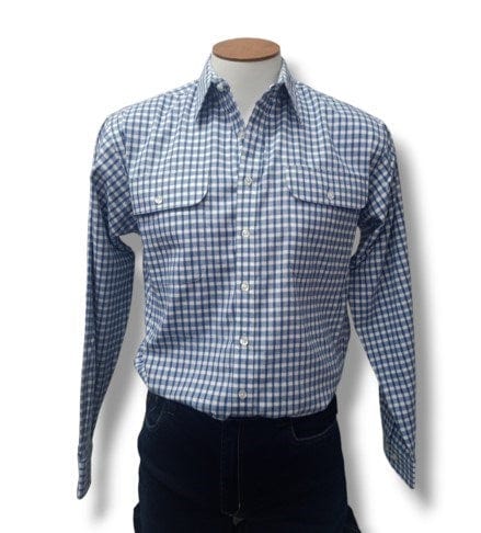 Load image into Gallery viewer, Bisley Mens BW Shirt Long Sleeve Brushed Medium Check Shirt - Blue
