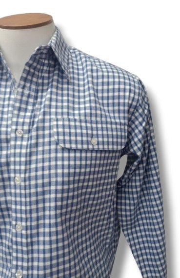 Bisley Mens BW Shirt Long Sleeve Brushed Medium Check Shirt - Blue