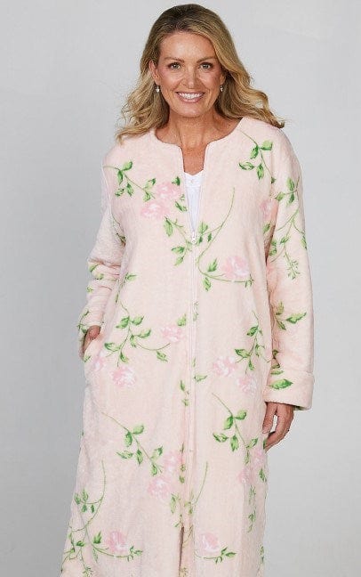 French Country Womens Robe Zip Long Sleeve 115 Rose