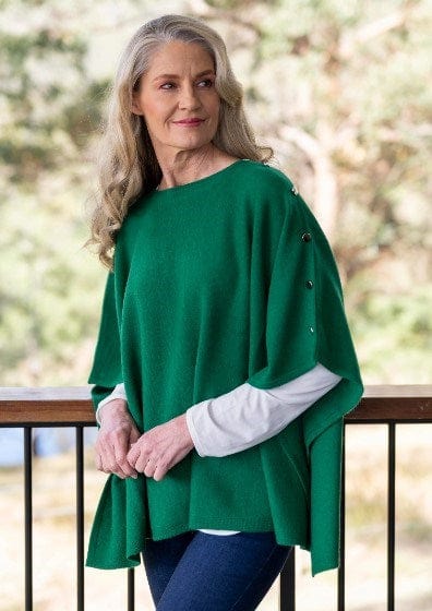 Load image into Gallery viewer, See Saw Womens 100% Merino Luxe Poncho With Side Button
