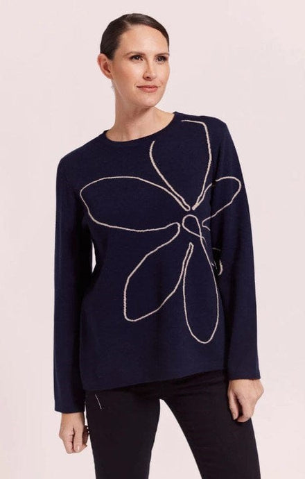 See Saw Womens Wool Blend Flower Jacquard Sweater