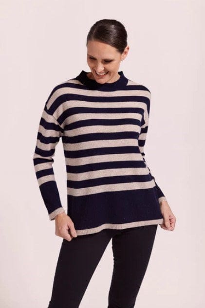 See Saw Womens 100% Merino Luxe Stripe Side Split Sweater