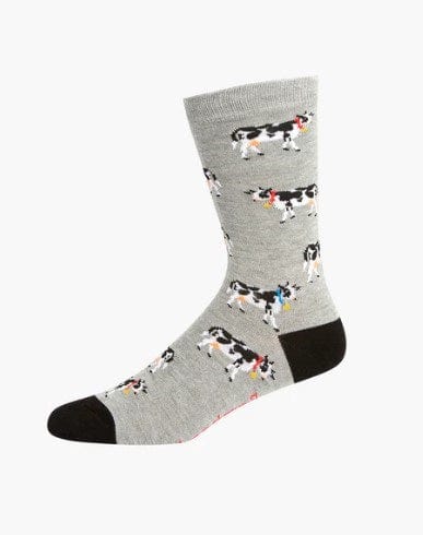 Load image into Gallery viewer, Bamboozld Mens Grey Daisy Cow Bamboo Sock
