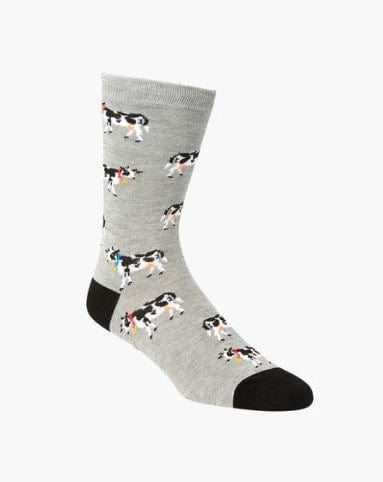 Load image into Gallery viewer, Bamboozld Mens Grey Daisy Cow Bamboo Sock
