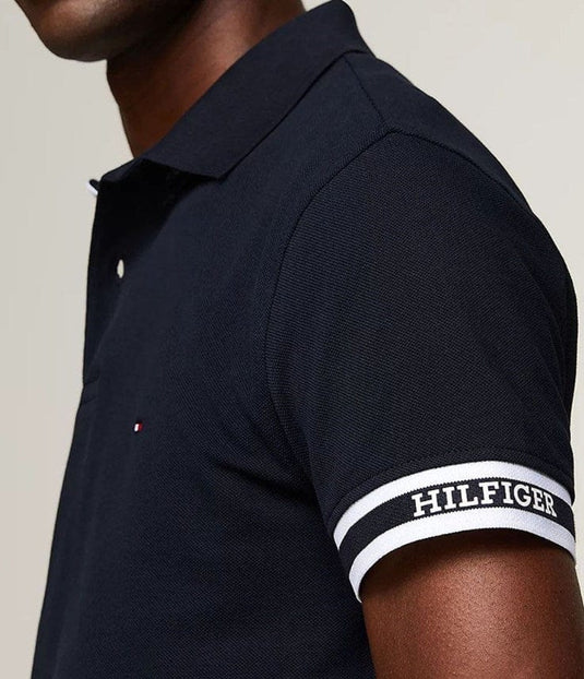 Tommy Hilfiger Mens Monotype Cuff Slim Fit Polo