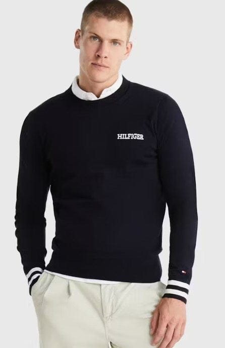 Tommy Hilfiger Mens Monotype Tipped Cotton Sweater